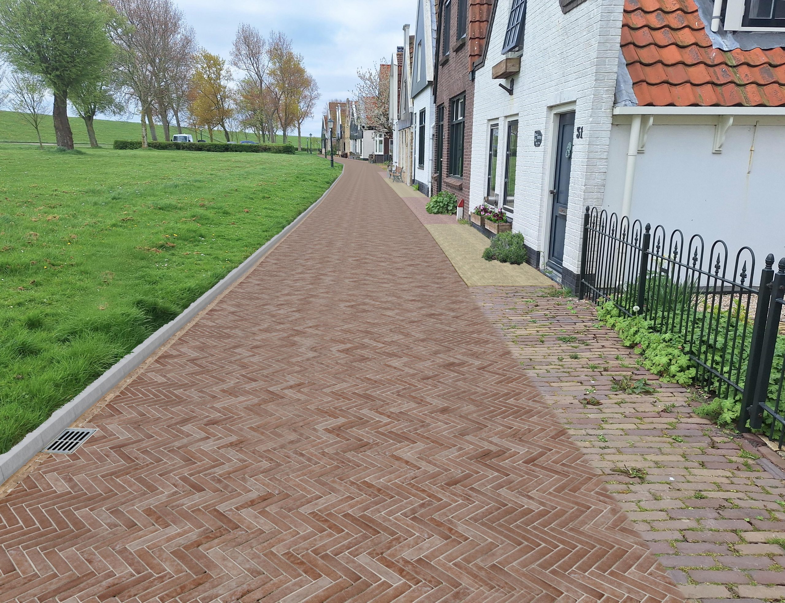foto van een deel van de De Ruyterstraat in Oudeschild
