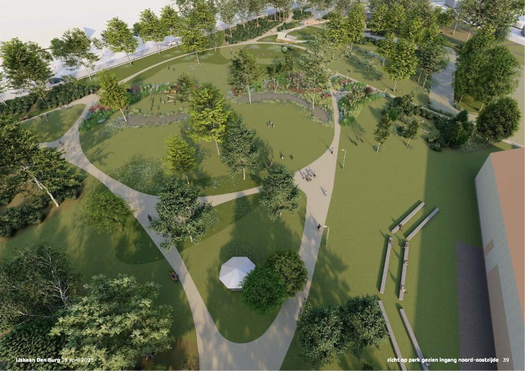 impressie (beeld) van het beweeg- en natuurpark dat komt op het voormalige ijsbaanterrein