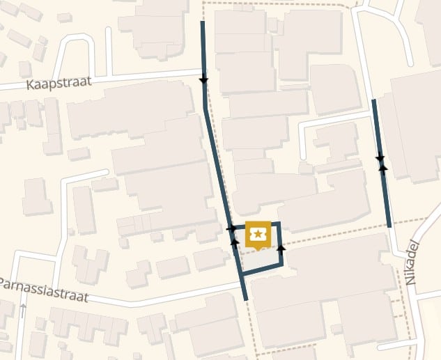 kaartje afsluiting Dorpsstraat tijdens dinsdagmarkt