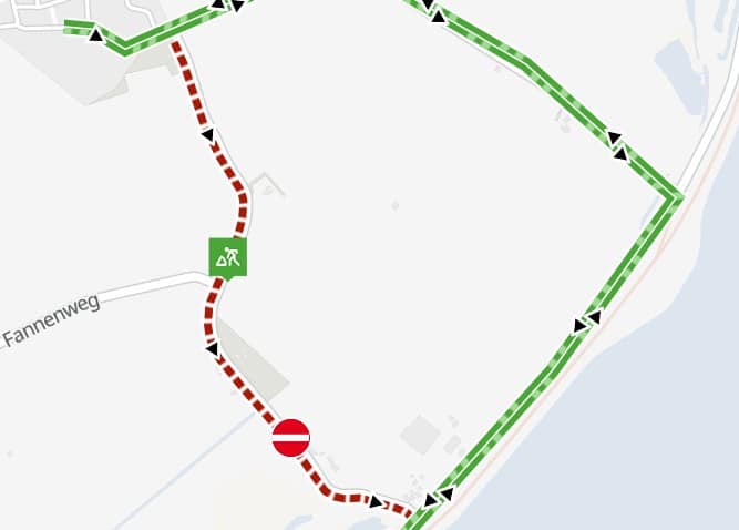 Plattegrond met daarop ingetekend de tijdelijke afsluiting van Nieuweschild