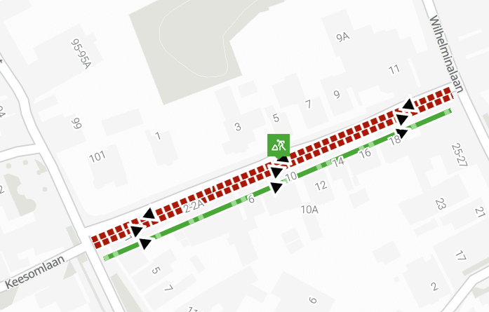 plattegrond met daarop ingetekend de tijdelijke afsluiting van de Julianastraat in Den Burg